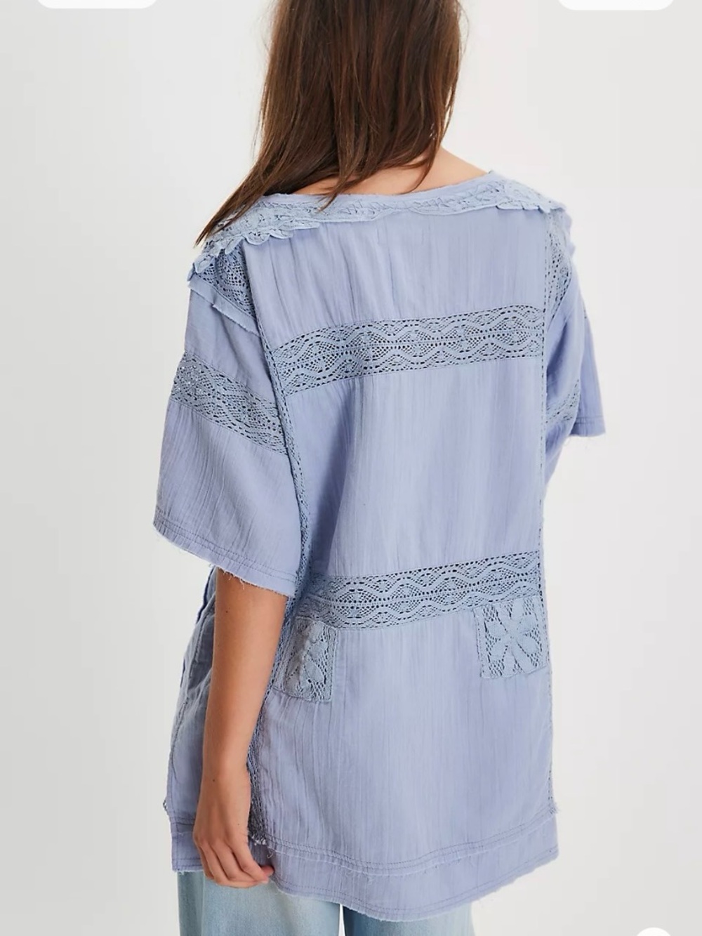 We The Free Sky Blue Boho Lace-Trim Tunic - Picture 5 of 15